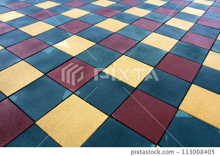 Floor covered with colorful tiles 113008405