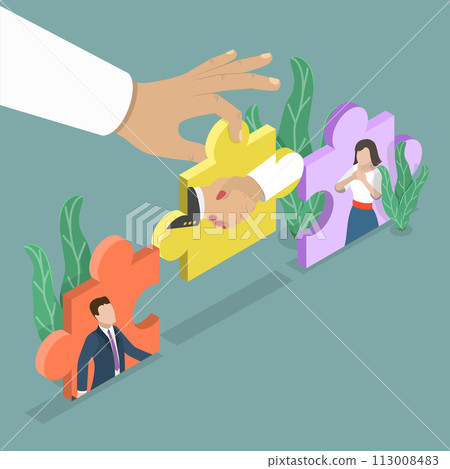 3D Isometric Flat Vector Illustration of Relationship Crisis, Psychologist Support 113008483