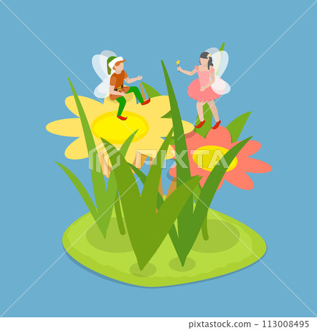 3D Isometric Flat Vector Illustration of Fairy Tale, Magical Kids World 3D Isometric Flat Vector Illustration of Fairy Tale, Magical Kids World 113008495