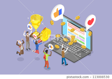 3D Isometric Flat Vector Illustration of Online Sports Betting, Website Banner 3D Isometric Flat Vector Illustration of Online Sports Betting, Website Banner 113008530