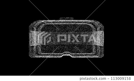 3D VR set on black background. Modern technology concept. Virtual Reality Glasses. Business advertising backdrop. For title, text, presentation. 3d animation 3D VR set on black background. Modern technology concept. Virtual Reality Glasses. Business advertising backdrop. For title, text, presentation. 3d animation 113009158