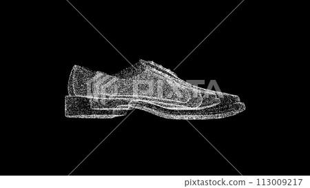 3D Men's Shoes on black background. Shoes concept. Fashionable Shoes. Business advertising backdrop. For title, text, presentation. 3d animation 3D Men's Shoes on black background. Shoes concept. Fashionable Shoes. Business advertising backdrop. For title, text, presentation. 3d animation 113009217