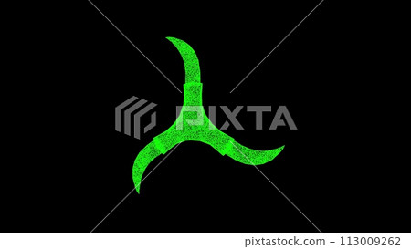 3D Ninja shuriken on black background. Throwing weapons concept. Ninja weapons. Business advertising backdrop. For title, text, presentation. 3d animation 113009262
