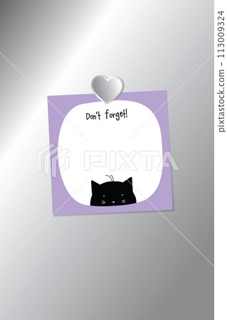 Don't forget memo paper with silver heart shape magnet on silver pin board background surface 113009324