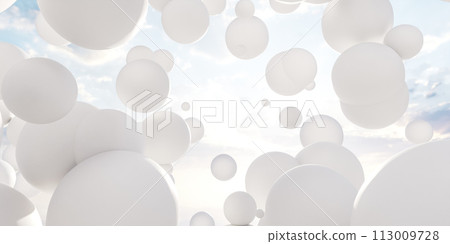 Group of white balloons floating in the air 3d render illustration Group of white balloons floating in the air 3d render illustration 113009728