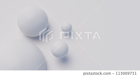 Group of white balls on white surface 3d render illustration Group of white balls on white surface 3d render illustration 113009731