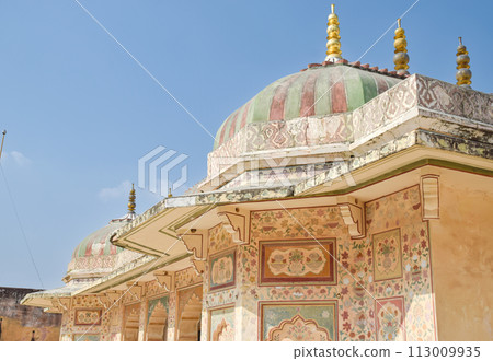 Internal facades with arches of Amber Fort, tourist destination in Jaipur Internal facades with arches of Amber Fort, tourist destination in Jaipur 113009935