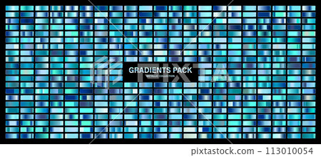 Blue, azure glossy gradient, metal foil texture. Color swatch set. Collection of high quality gradients. Shiny metallic background. Design element. Vector illustration Blue, azure glossy gradient, metal foil texture. Color swatch set. Collection of high quality gradients. Shiny metallic background. Design element. Vector illustration 113010054