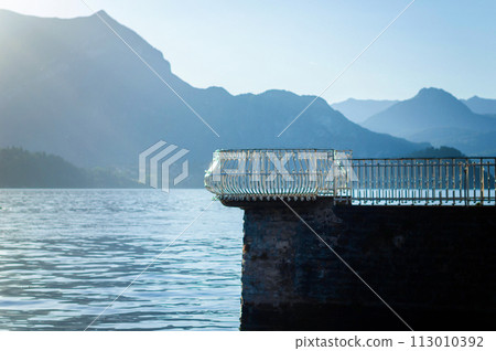 Beautiful landscape with balcony view, Como Lake, Italy Beautiful landscape with balcony view, Como Lake, Italy 113010392