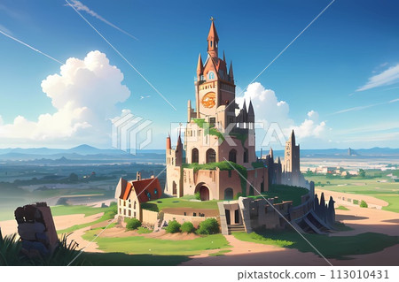 RPG奇幻遊戲背景古代文明寺廟與皇家城堡遺址 113010431