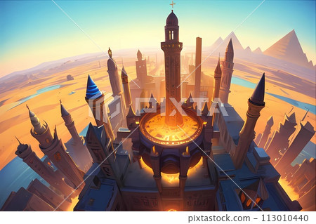 RPG奇幻遊戲背景古代文明寺廟與皇家城堡遺址 113010440