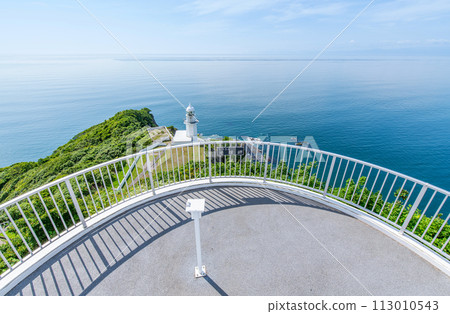 Muroran City, Hokkaido, a popular tourist destination overlooking the Pacific Ocean, Cape Chikyu and Cape Chikiu Lighthouse in summer 113010543