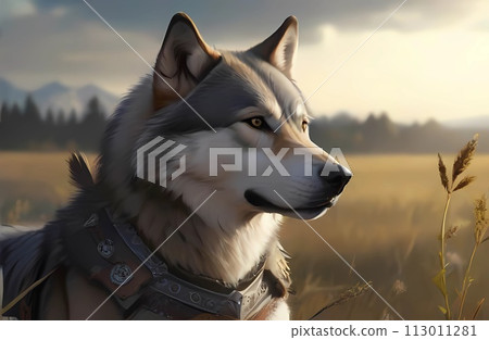 奇幻世界中帶盔甲的狼狗狗 113011281