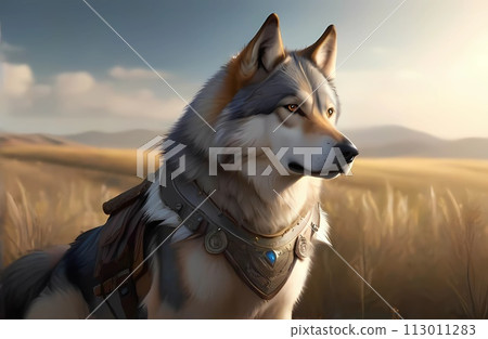 奇幻世界中帶盔甲的狼狗狗 113011283