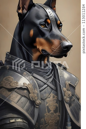 幻想世界中帶著盔甲的杜賓狗 113011284