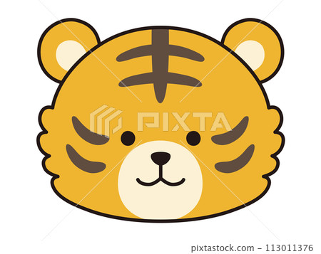 Vector illustration of cute tiger face. icon, animal, tiger 113011376