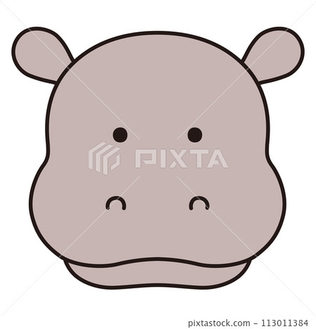 可愛河馬臉的向量圖。圖示、動物 113011384
