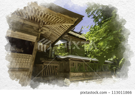 水彩風格 玉造溫泉 玉造湯神社本宮 島根縣 松江市 113011866