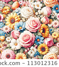seamless pattern with colorful flowers, colorful flowers background 113012316