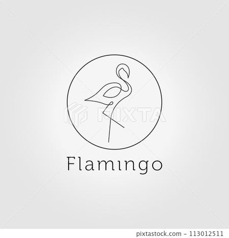 minimal emblem flamingo logo line art icon logo vector illustration design 113012511