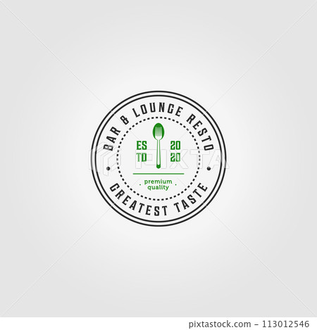 simple emblem restaurant bar lounge spoon fork logo icon vector illustration design vintage line art simple emblem restaurant bar lounge spoon fork logo icon vector illustration design vintage line art 113012546