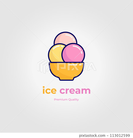 Mug Ice Cream Icon Logo Vintage Vector Illustration Design Mug Ice Cream Icon Logo Vintage Vector Illustration Design 113012599