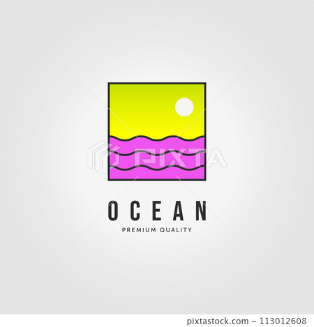 Label if Nautical Logo Ocean Sunset Icon Concept Vintage Vector Illustration Design 113012608