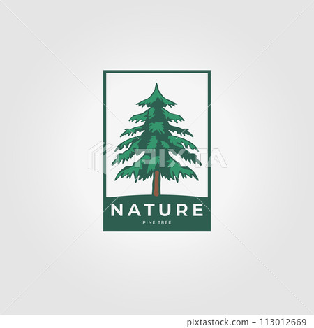 Label Pine Tree Logo Vintage Woodland Icon Vector Illustration Design Label Pine Tree Logo Vintage Woodland Icon Vector Illustration Design 113012669