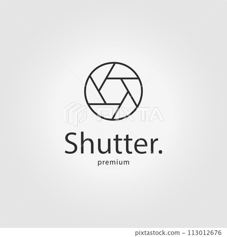 Shutter Camera Logo Line Art Icon Vector Illustration Design 113012676