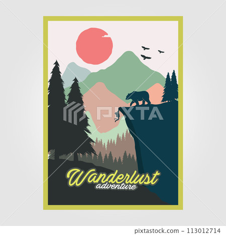 Wanderlust Adventure Vintage Poster Illustration Design, Travel Poster Design, Climbing Poster, Outdoor 113012714