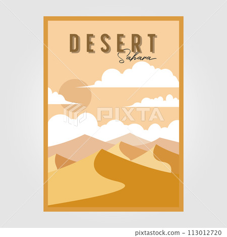 Desert Poster Background Landscape View Vintage Illustration Vector Design Desert Poster Background Landscape View Vintage Illustration Vector Design 113012720