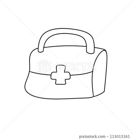 A white bag with a red cross on it 113013161