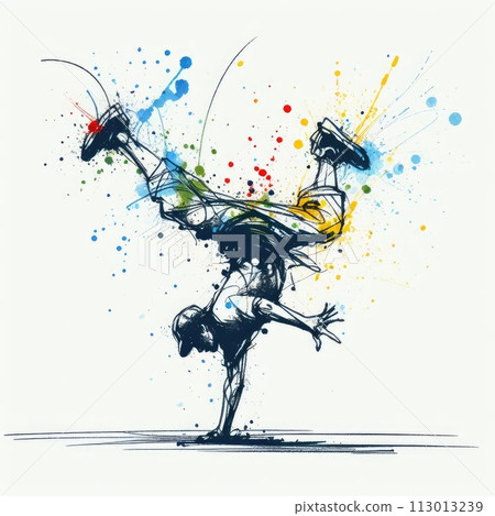 dancer hip hop, breakdance drawing isolated with Generative AI. 113013239