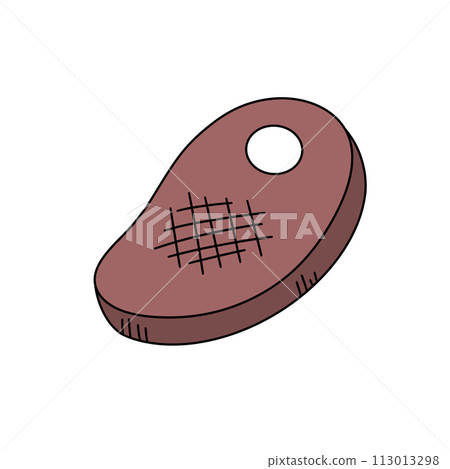 A cartoon drawing of a piece of meat with a hole in the middle 113013298