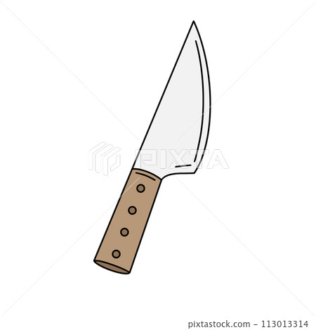 A cartoon knife with a wooden handle 113013314