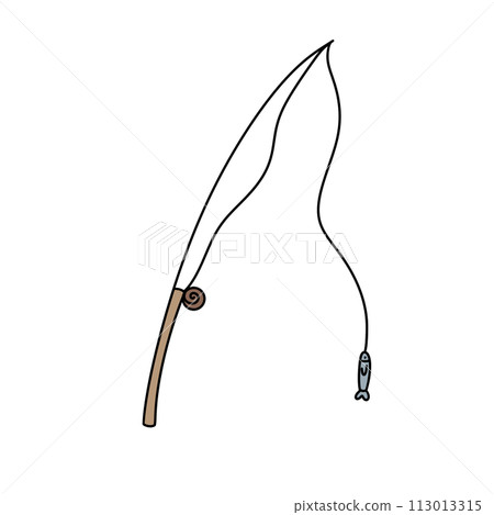 A fishing pole with a fish on the end of the line A fishing pole with a fish on the end of the line 113013315
