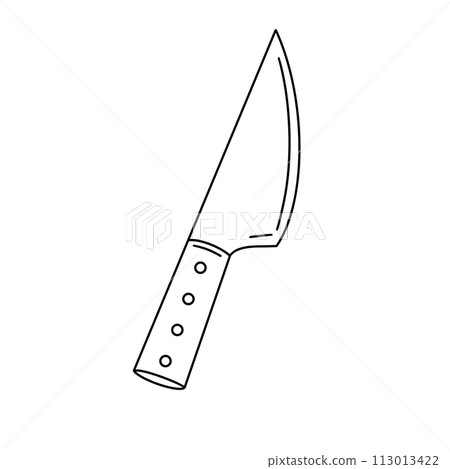 A knife is drawn in a black and white drawing A knife is drawn in a black and white drawing 113013422
