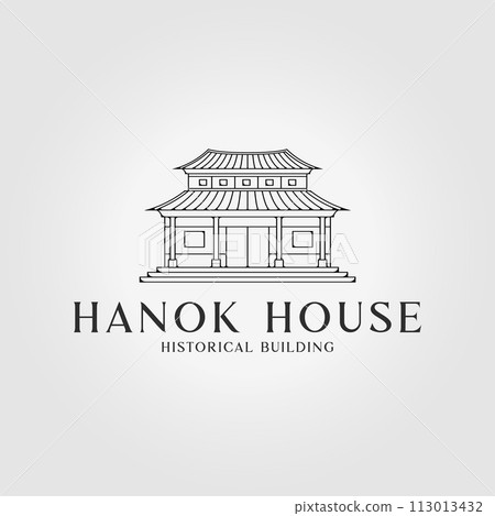 line art hanok house logo icon vector design illustration, pagoda and joglo house line art hanok house logo icon vector design illustration, pagoda and joglo house 113013432