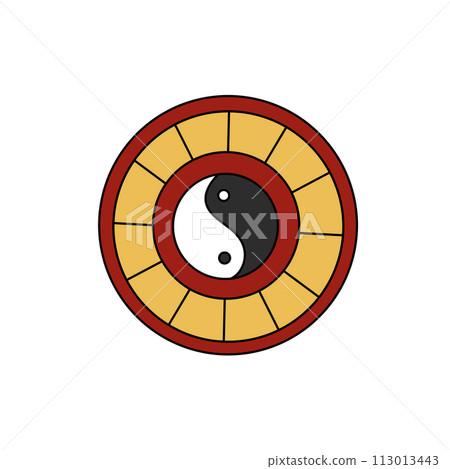 A circle with a yin and yang symbol in the center A circle with a yin and yang symbol in the center 113013443
