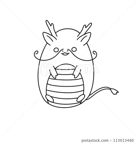 A cute cartoon animal with a big egg in its mouth A cute cartoon animal with a big egg in its mouth 113013480