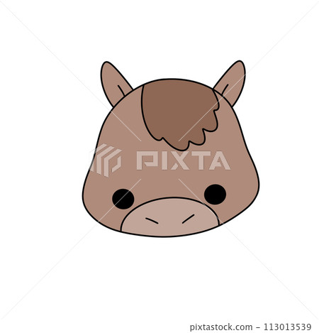 A cartoon horse with a brown mane and a brown face 113013539