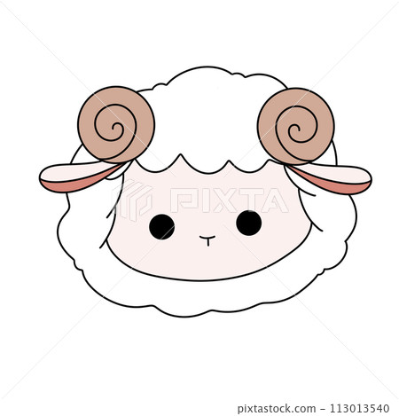A cute cartoon sheep with horns on its head 113013540