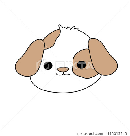 A cute cartoon dog with a white face and brown spots 113013543
