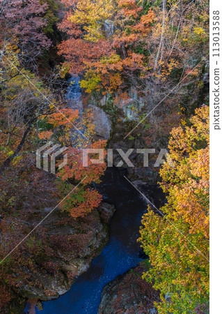 群馬縣沼田市的秋天－紅葉吹割溪谷 113013588