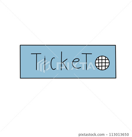 A blue and white sign that says "Ticket To" with a white circle in the middle 113013650
