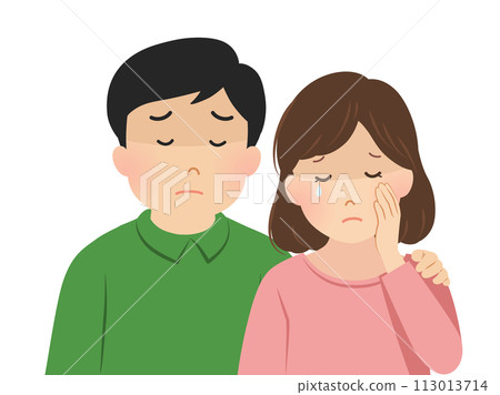 Vector illustration of a grieving couple Vector illustration of a grieving couple 113013714