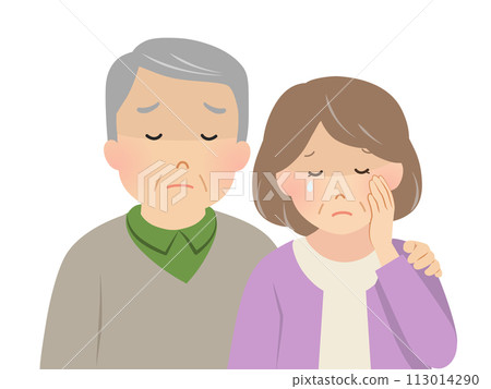 一對悲傷的年長夫婦的向量圖 113014290