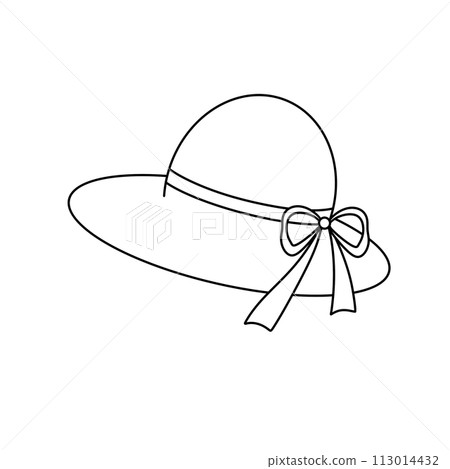 A white hat with a bow on it 113014432