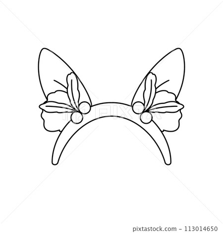 A pair of animal ears with flowers on them 113014650