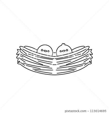 Two birds are sitting in a nest 113014695